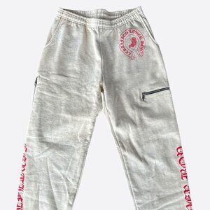 Chrome Hearts Drake Cream & Pink Certified Chrome Cross Logo Sweatpants